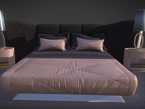 modern bed with side table