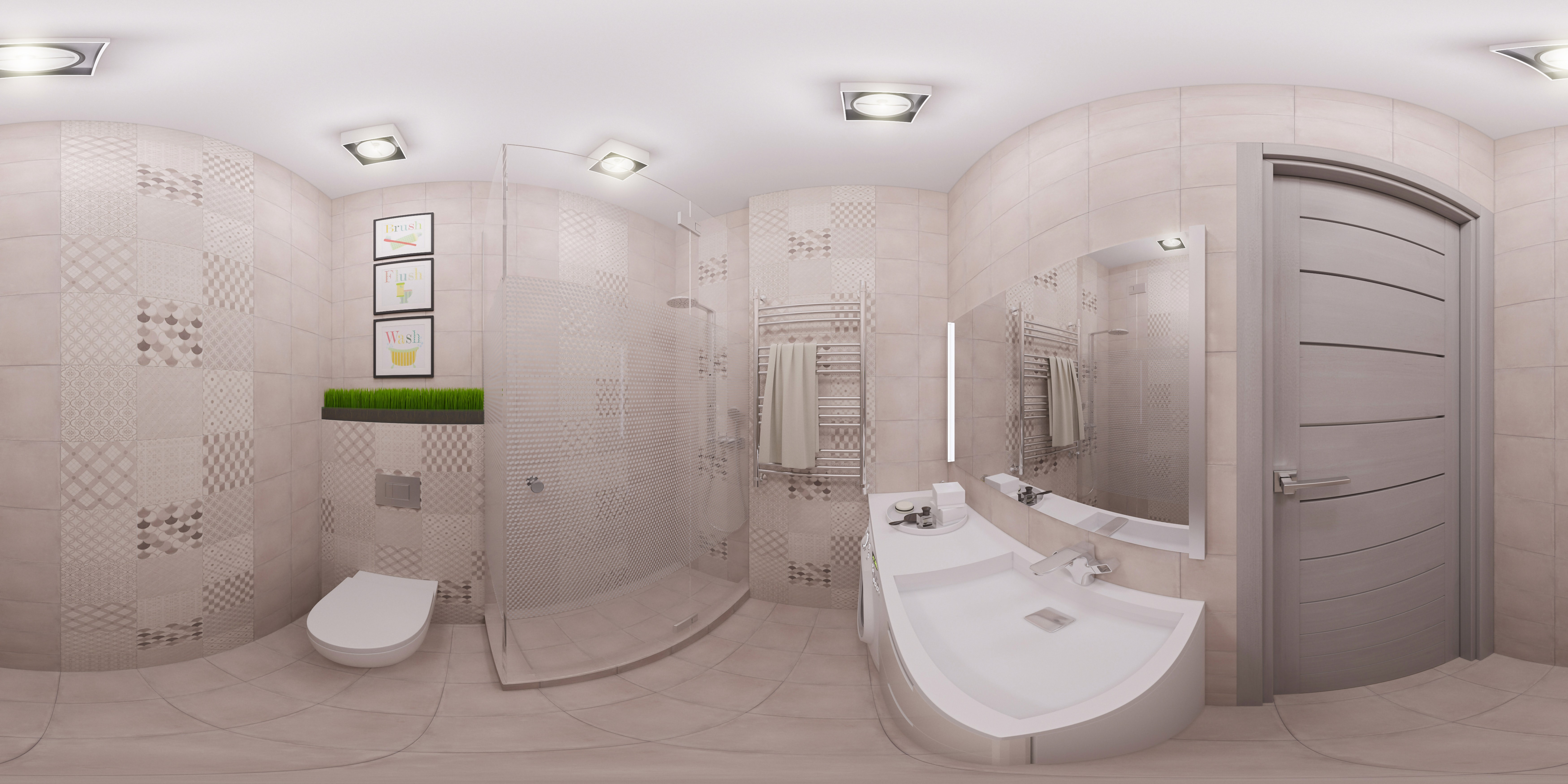 Small Bathroom Modern With False Ceiling Light Design