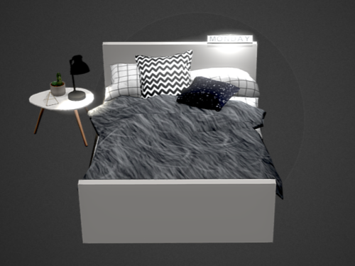 Queen Size Bed with Lamp