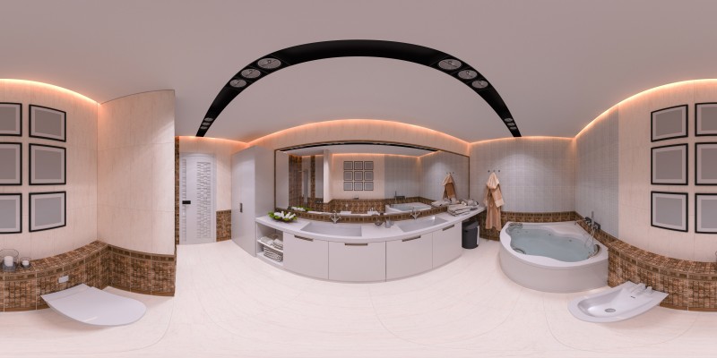 Modern Bathroom Interior with false ceiling