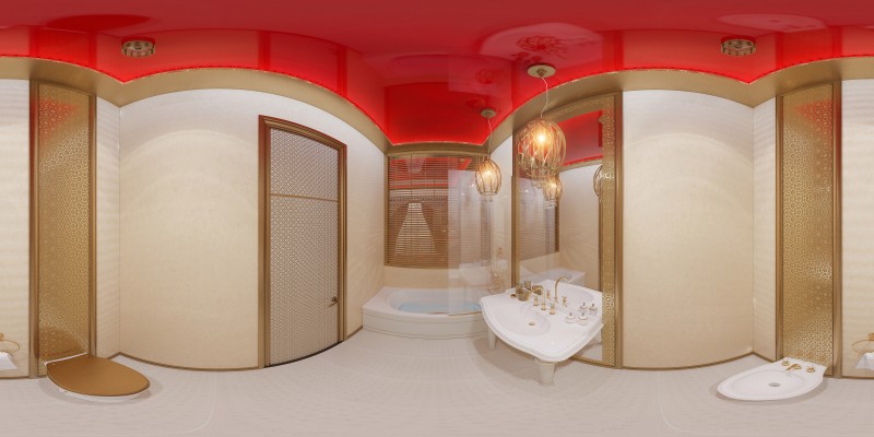 Small Bathroom into a Royal Oasis with Stunning Ceiling Design - Luxury Interior